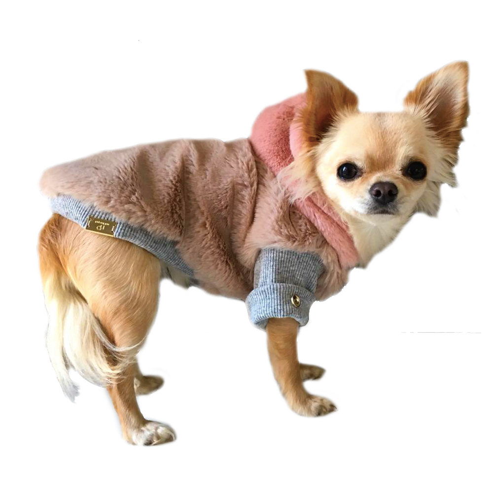 not too pet Exclusive Faux Fur Dog Coat, Nude/Pink Pet Parent Products