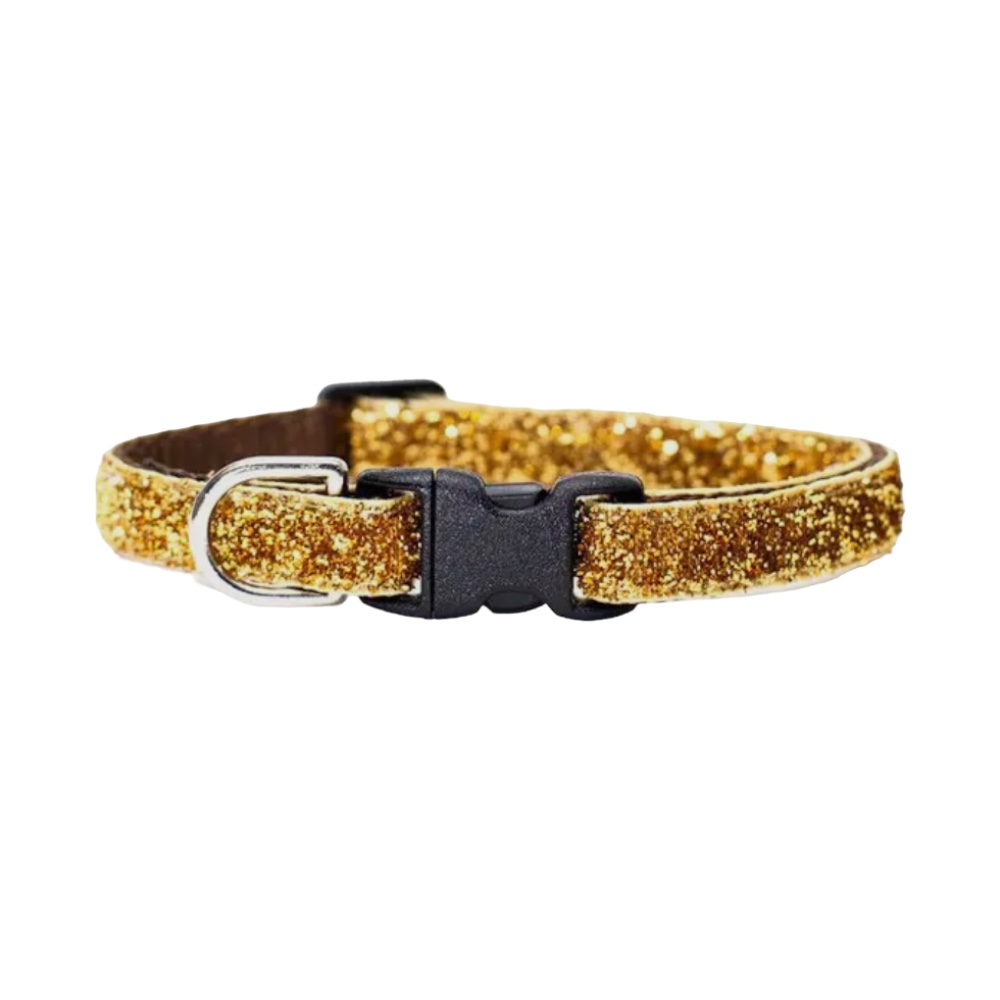 Sweet Pickle | Mjukt Glittrigt Katthalsband, Guld