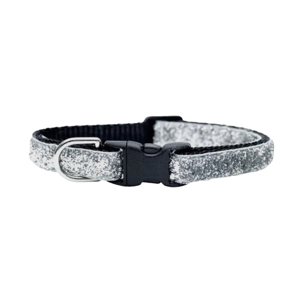 Sweet Pickle | Mjukt Glittrigt Katthalsband, Silver